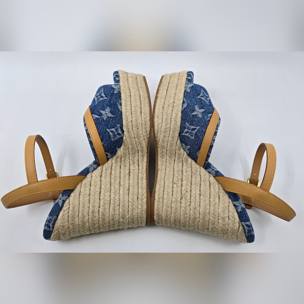 Louis Vuitton Monogram Denim Wedges - Picture 8 of 11